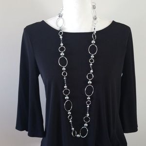 Lia Sophia Long Silver Necklace